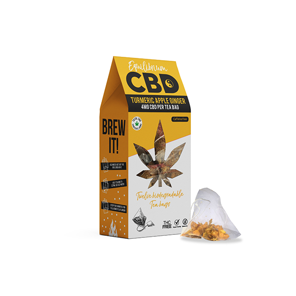 Equilibrium CBD 48mg Full Spectrum Turmeric & Ginger Tea Bags Box of 12 CBD Expert Ltd
